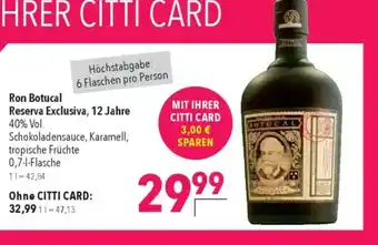 Citti Ron Botuc Reserva Exclusiva, 12 Jahre 40% Vol. al tilbud