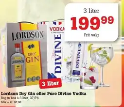 Poetzsch Padborg Lordson Dry Gin eller Pure Divine Vodka tilbud