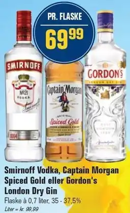 Otto Duborg Smirnoff Vodka, Captain Morgan Spiced Gold eller Gordon's London Dry Gin tilbud