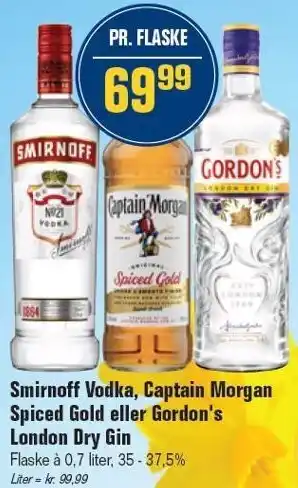 Otto Duborg Smirnoff Vodka, Captain Morgan Spiced Gold eller Gordon's London Dry Gin tilbud