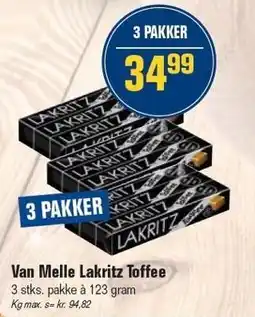 Otto Duborg Van Melle Lakritz Toffee - 3 PAKKER tilbud