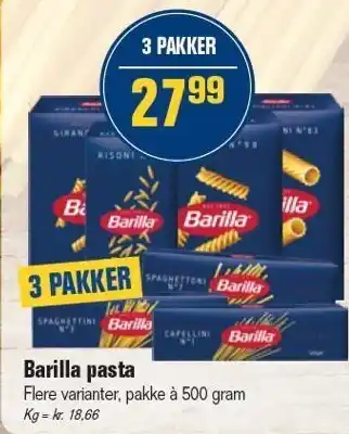 Otto Duborg Barilla pasta - 3 PAKKER tilbud