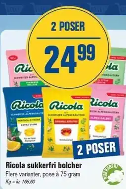 Otto Duborg Ricola sukkerfri bolcher - 2 POSER tilbud