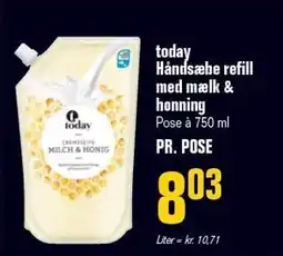 Otto Duborg today Håndsæbe refill med mælk & honning tilbud