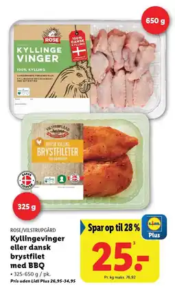 Lidl ROSE/VILSTRUPGÅRD Kyllingevinger eller dansk brystfilet med BBQ tilbud