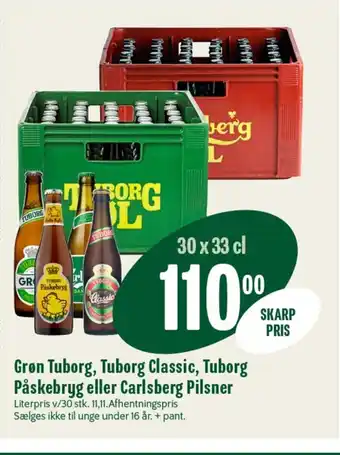 Min Købmand Grøn Tuborg, Tuborg Classic, Tuborg Påskebryg eller Carlsberg Pilsner tilbud