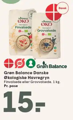 SPAR Grøn Balance Danske Økologiske Havregryn tilbud