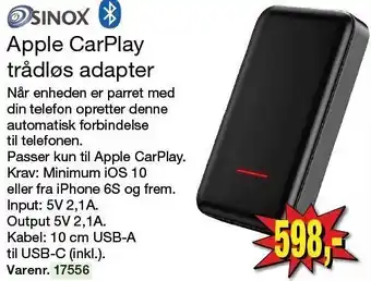 Harald Nyborg SINOX Apple CarPlay trådløs adapter tilbud