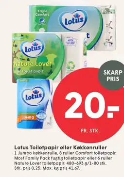 SPAR Lotus Toiletpapir eller Køkkenruller tilbud