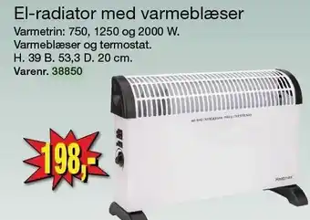 Harald Nyborg El-radiator med varmeblæser tilbud