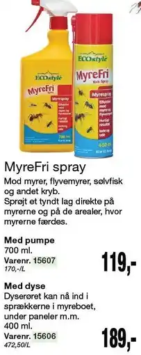 Harald Nyborg MyreFri spray tilbud