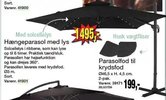 Harald Nyborg Hængeparasol med lys tilbud