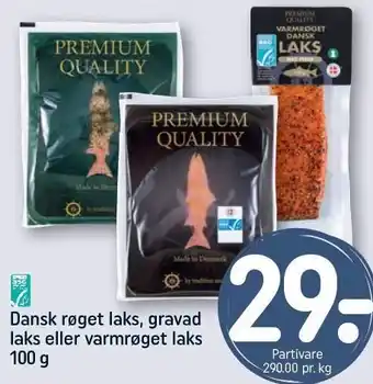 REMA 1000 Dansk røget laks, gravad laks eller varmrøget laks tilbud