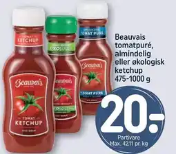 REMA 1000 Beauvais tomatpuré, almindelig eller økologisk ketchup tilbud