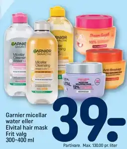 REMA 1000 Garnier Micellar water eller Elvital hair mask tilbud