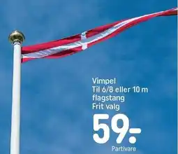 Vimpel til 6/8 eller 10 m flagstang