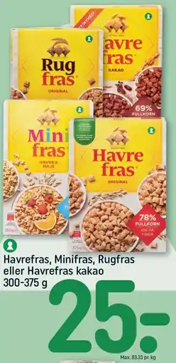 REMA 1000 Havrefras, Minifras, Rugfras eller Havrefras kakao tilbud