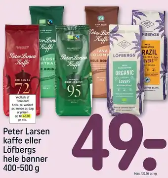 REMA 1000 Peter Larsen kaffe eller Löfbergs hele bønner tilbud