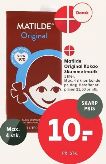 SPAR Matilde Original Kakao Skumetmælk tilbud