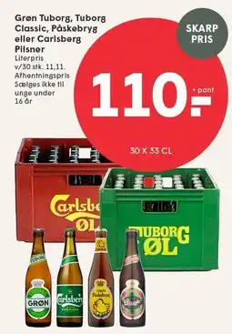 SPAR Grøn tuborg, classic, påskebryg eller carlsberg pilsner tilbud