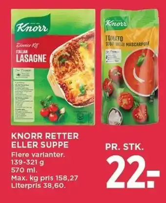 MENY Knorr retter eller suppe tilbud