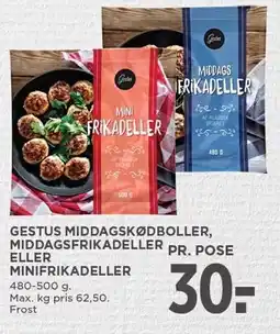 MENY Gestus middagskødboller, middagsfrikadeller eller minifrikadeller tilbud