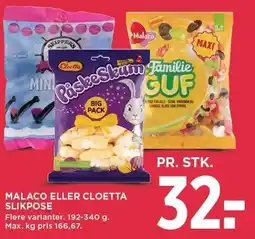 MENY Malaco eller cloetta slikpose tilbud