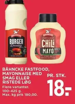 MENY Bähncke fastfood, mayonnaise med chili eller ristede løg tilbud