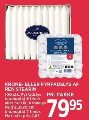 MENY Krone- eller fyrfadslys af ren stearin tilbud