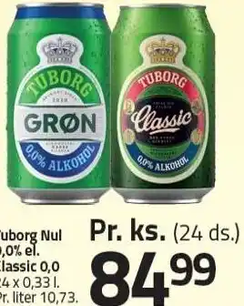 Fleggaard Tuborg Nul 0,0% el. Classic 0,0 tilbud