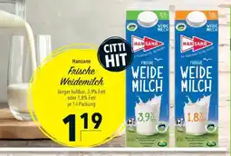 Citti Hansano Frische Weidemilch tilbud