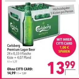 Citti Carlsberg Premium Lager Beer tilbud