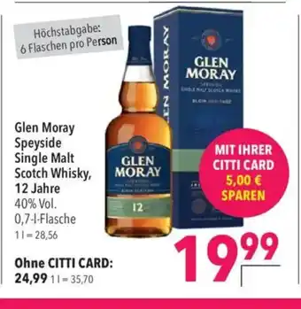 Citti Glen Moray Speyside Single Malt Scotch Whisky, 12 Jahre tilbud