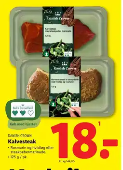 Lidl DANISH CROWN Kalvesteak tilbud