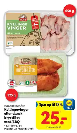 Lidl ROSE/VILSTRUPGÅRD Kyllingevinger eller dansk brystfilet med BBQ tilbud