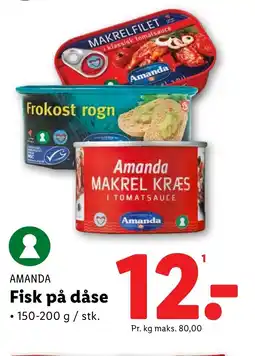 Lidl AMANDA Fisk på dåse tilbud