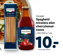 Lidl ITALIAMO Spaghetti tricolore eller cherrytomat- sauce tilbud