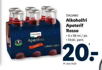 Lidl ITALIAMO Alkoholfri Apeterif Rosso tilbud