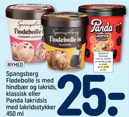 REMA 1000 Spangsberg Flødebolle is med hindbær og lakrids, klassisk eller Panda lakridsis med lakridsstykker tilbud