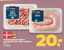 Netto Velsmag dansk hakket grisekød 8-12% eller medister tilbud