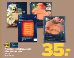 Netto Premieur hellefisk, røget eller gravad laks tilbud