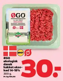 Netto ØGO økologisk dansk hakket okse- kød 14-18% tilbud