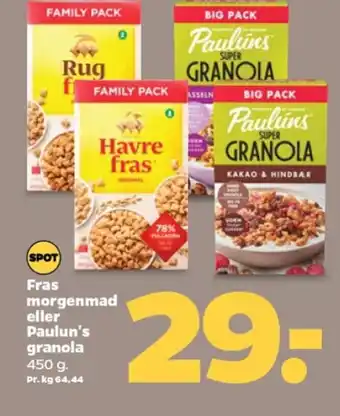 Netto Fras morgenmad eller Paulun's granola tilbud