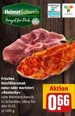 REWE Frisches Holzfällersteak natur oder mariniert Kentucky tilbud