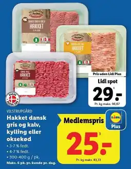 Lidl Hakket dansk gris og kalv, kylling eller oksekød tilbud