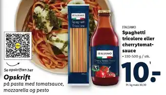 Lidl Spaghetti tricolore eller cherrytomatsauce tilbud