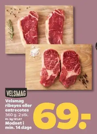 Netto Velsmag ribeye eller entrecotes tilbud