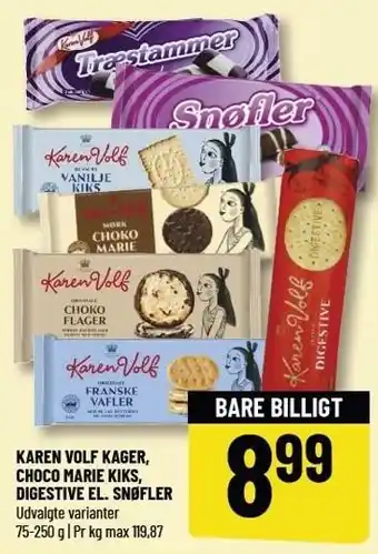 Løvbjerg KAREN VOLF KAGER, CHOCO MARIE KIKS, DIGESTIVE EL. SNØFLER tilbud