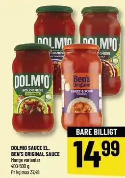 Løvbjerg DOLMIO SAUCE EL. BEN'S ORIGINAL SAUCE tilbud