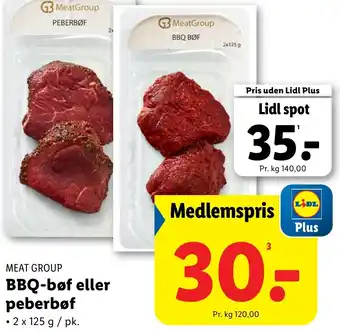 Lidl MEAT GROUP BBQ-bøf eller peberbøf tilbud